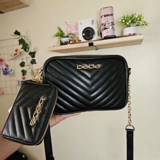 شنطة bebe سوداء مع المحفظة الصغيرة