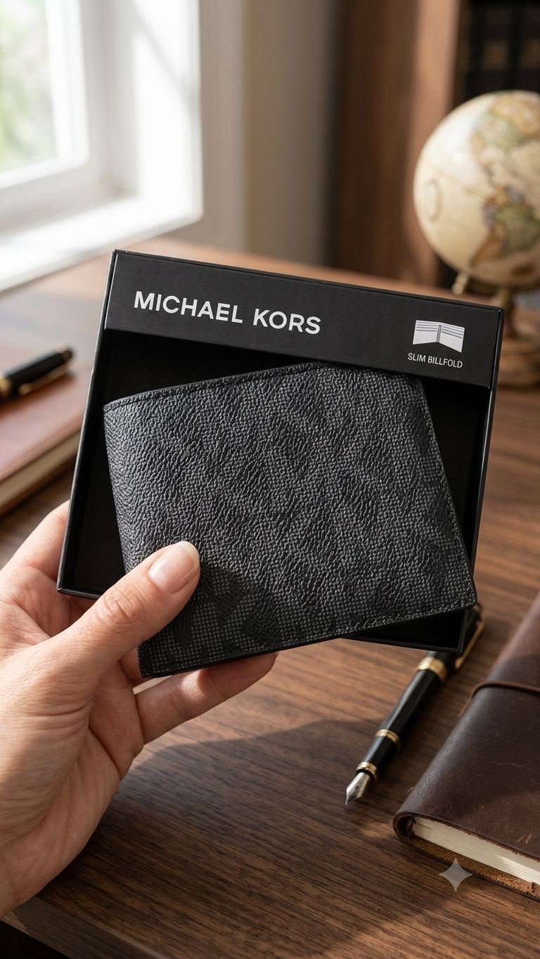 محفظة Michael Kors رجالي سوداء Slim Billfold في علبتها