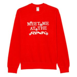 سويت شيرت PINK حريمي أحمر مكتوب عليه Meet Me At The Rink