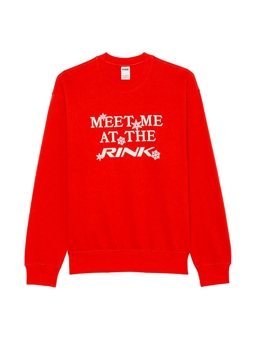 pink-women-red-meet-me-at-the-rink-sweatshirt سويت شيرت PINK حريمي أحمر مكتوب عليه Meet Me At The Rink