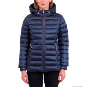 جاكيت بافر Tommy Hilfiger حريمي كحلي بكابيشون
