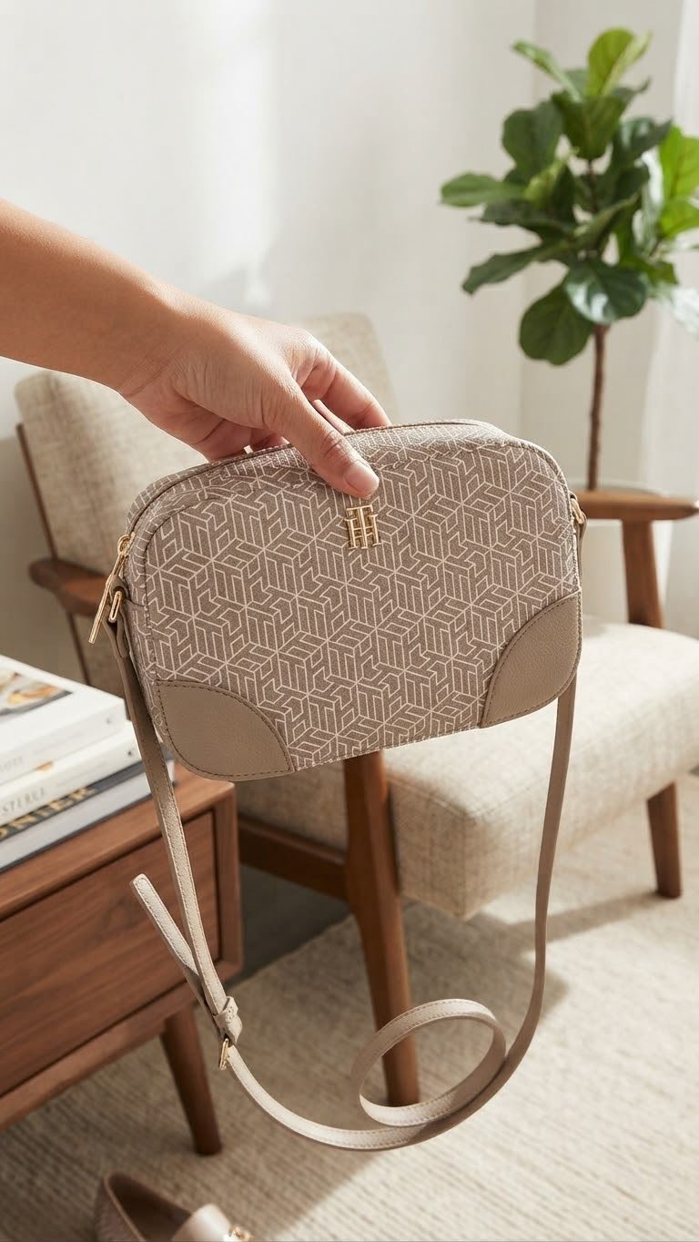 tommy-hilfiger-women-taupe-monogram-crossbody شنطة Tommy Hilfiger حريمي كروس بيج بمونوجرام TH