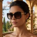 نضارة شمس U.S. Polo Assn حريمي – موديل 6 – مربعة سوداء بذراع دهبي